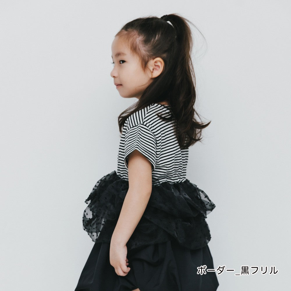 日本童裝 Branshes【b.+A】波點荷葉邊短袖上衣 90-150cm 女童款 夏季 TOPS