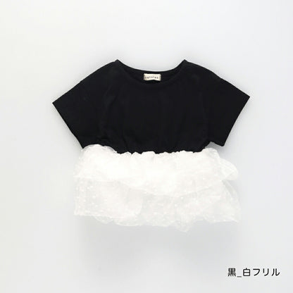 日本童裝 Branshes【b.+A】波點荷葉邊短袖上衣 90-150cm 女童款 夏季 TOPS