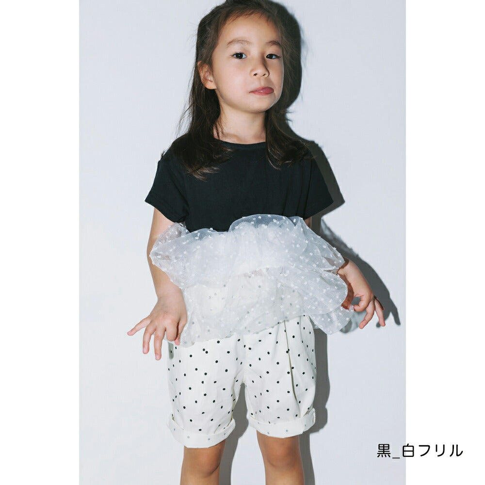 日本童裝 Branshes【b.+A】波點荷葉邊短袖上衣 90-150cm 女童款 夏季 TOPS