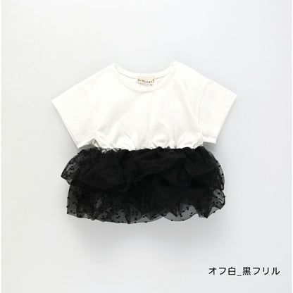 日本童裝 Branshes【b.+A】波點荷葉邊短袖上衣 90-150cm 女童款 夏季 TOPS