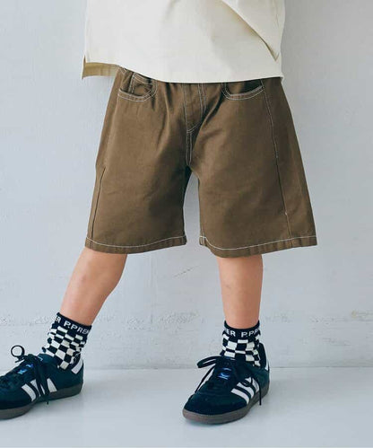 日本童裝 p.premier 斜紋牛仔闊腿短褲 80-140cm 男童款 夏季  PANTS