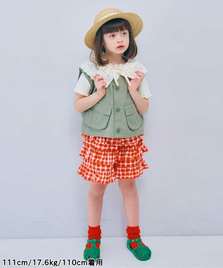 日本童裝 p.premier 格紋荷葉邊短褲 80-140cm 女童款 夏季  PANTS