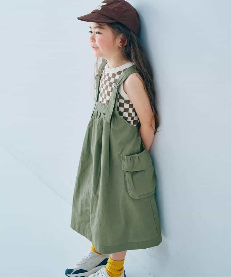 日本童裝 p.premier 大口袋工裝吊帶連身裙 80-140cm 女童款 夏季 DRESSES