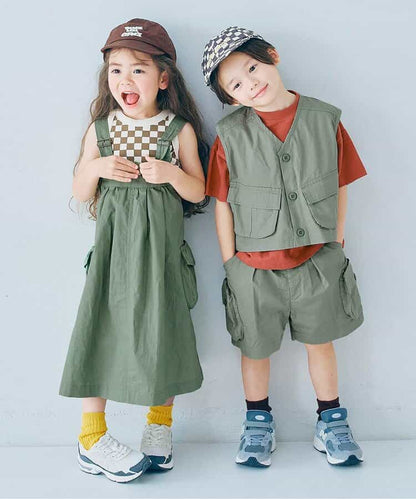 日本童裝 p.premier 大口袋工裝吊帶連身裙 80-140cm 女童款 夏季 DRESSES