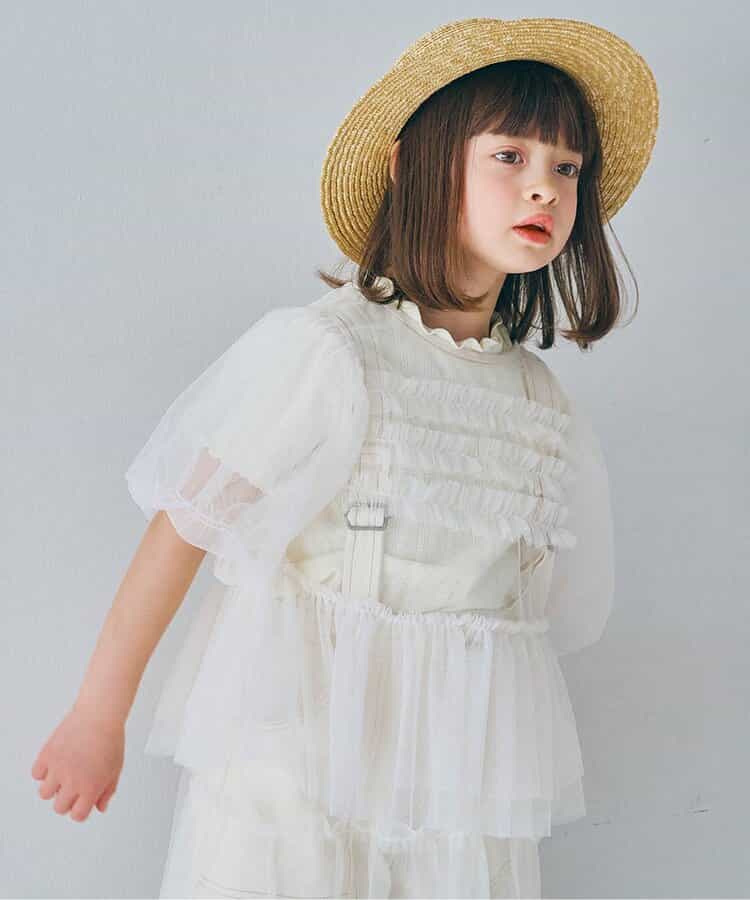 日本童裝 p.premier 薄紗泡泡袖寬鬆上衣 80-140cm 女童款 夏季 TOPS