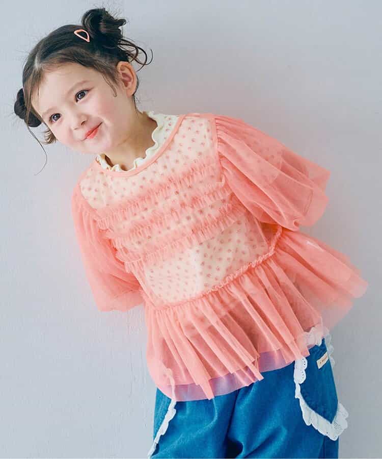日本童裝 p.premier 薄紗泡泡袖寬鬆上衣 80-140cm 女童款 夏季 TOPS