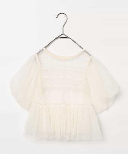 日本童裝 p.premier 薄紗泡泡袖寬鬆上衣 80-140cm 女童款 夏季 TOPS