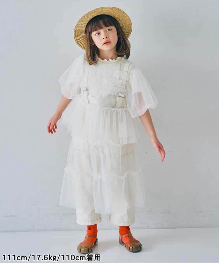 日本童裝 p.premier 薄紗泡泡袖寬鬆上衣 80-140cm 女童款 夏季 TOPS
