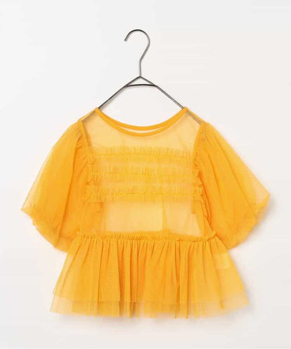 日本童裝 p.premier 薄紗泡泡袖寬鬆上衣 80-140cm 女童款 夏季 TOPS