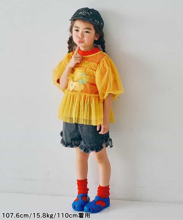 日本童裝 p.premier 薄紗泡泡袖寬鬆上衣 80-140cm 女童款 夏季 TOPS