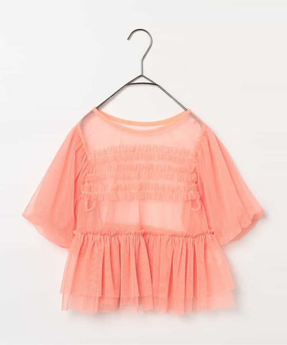 日本童裝 p.premier 薄紗泡泡袖寬鬆上衣 80-140cm 女童款 夏季 TOPS