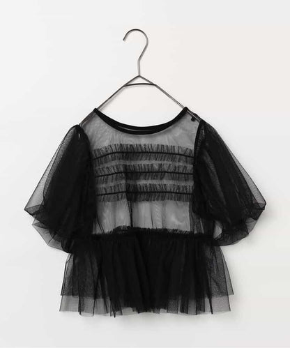 日本童裝 p.premier 薄紗泡泡袖寬鬆上衣 80-140cm 女童款 夏季 TOPS