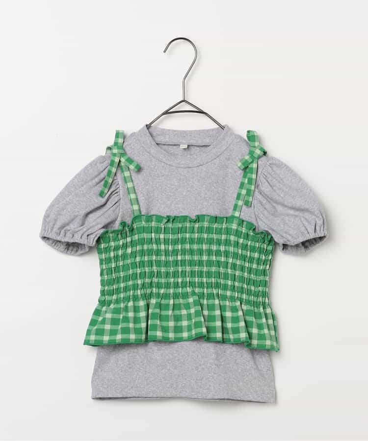 日本童裝 p.premier 紗線格紋吊帶及上衣套裝 80-140cm 女童款 夏季 TOPS