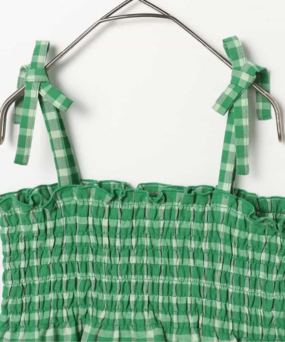 日本童裝 p.premier 紗線格紋吊帶及上衣套裝 80-140cm 女童款 夏季 TOPS