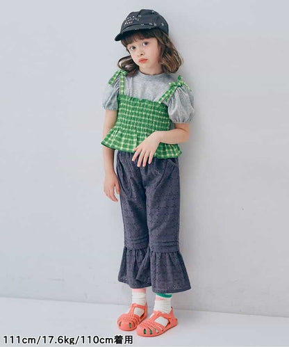 日本童裝 p.premier 紗線格紋吊帶及上衣套裝 80-140cm 女童款 夏季 TOPS