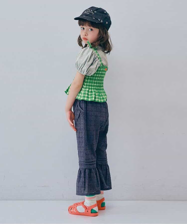 日本童裝 p.premier 紗線格紋吊帶及上衣套裝 80-140cm 女童款 夏季 TOPS