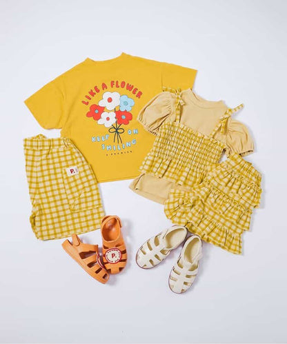 日本童裝 p.premier 紗線格紋吊帶及上衣套裝 80-140cm 女童款 夏季 TOPS