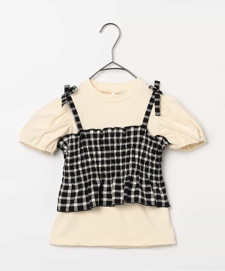 日本童裝 p.premier 紗線格紋吊帶及上衣套裝 80-140cm 女童款 夏季 TOPS