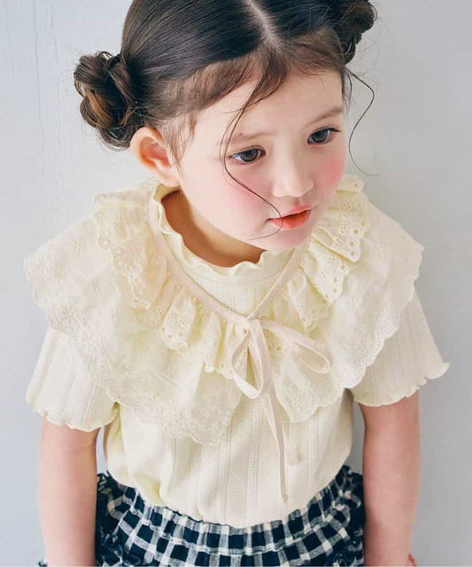 日本童裝 p.premier 蕾絲領及上衣兩件套裝 80-140cm 女童款 夏季 TOPS