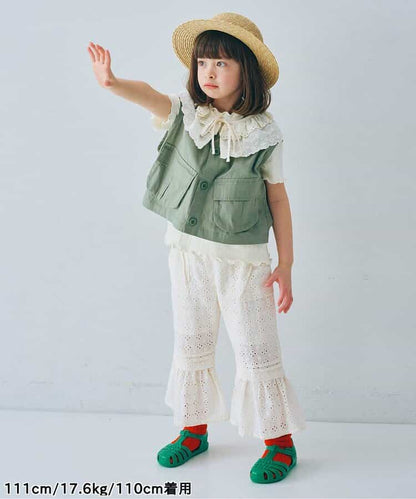 日本童裝 p.premier 蕾絲領及上衣兩件套裝 80-140cm 女童款 夏季 TOPS