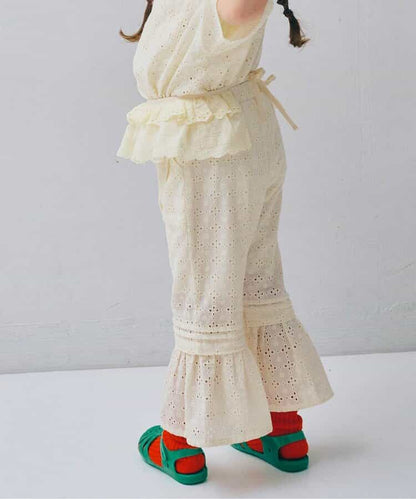 日本童裝 p.premier 鏤空蕾絲荷葉邊長褲 80-140cm 女童款 夏季 PANTS