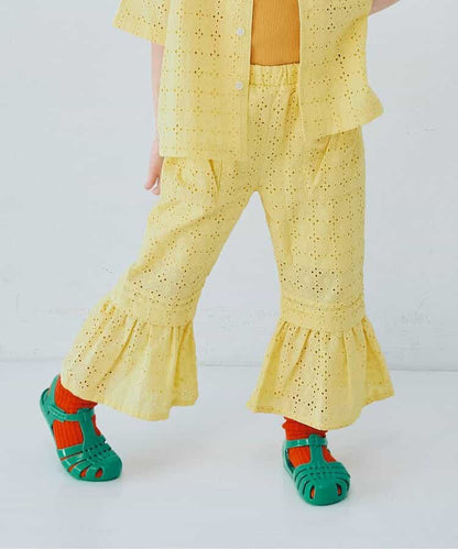 日本童裝 p.premier 鏤空蕾絲荷葉邊長褲 80-140cm 女童款 夏季 PANTS