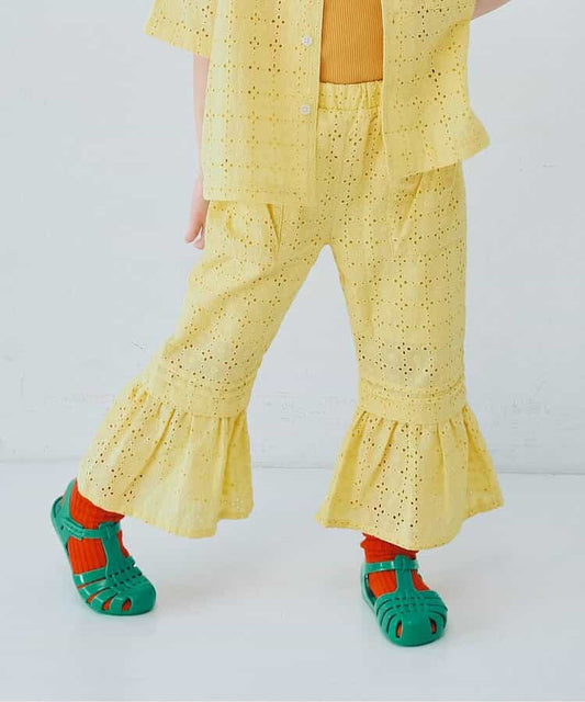 日本童裝 p.premier 鏤空蕾絲荷葉邊長褲 80-140cm 女童款 夏季 PANTS