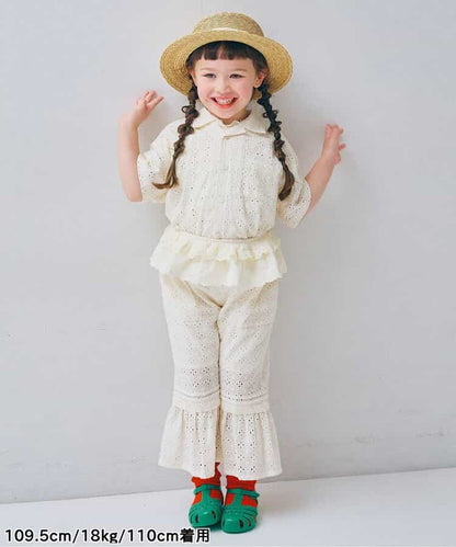 日本童裝 p.premier 鏤空蕾絲荷葉邊長褲 80-140cm 女童款 夏季 PANTS