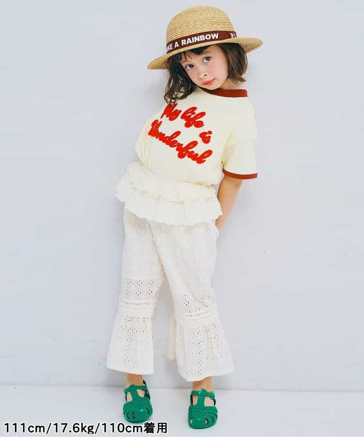 日本童裝 p.premier 鏤空蕾絲荷葉邊長褲 80-140cm 女童款 夏季 PANTS