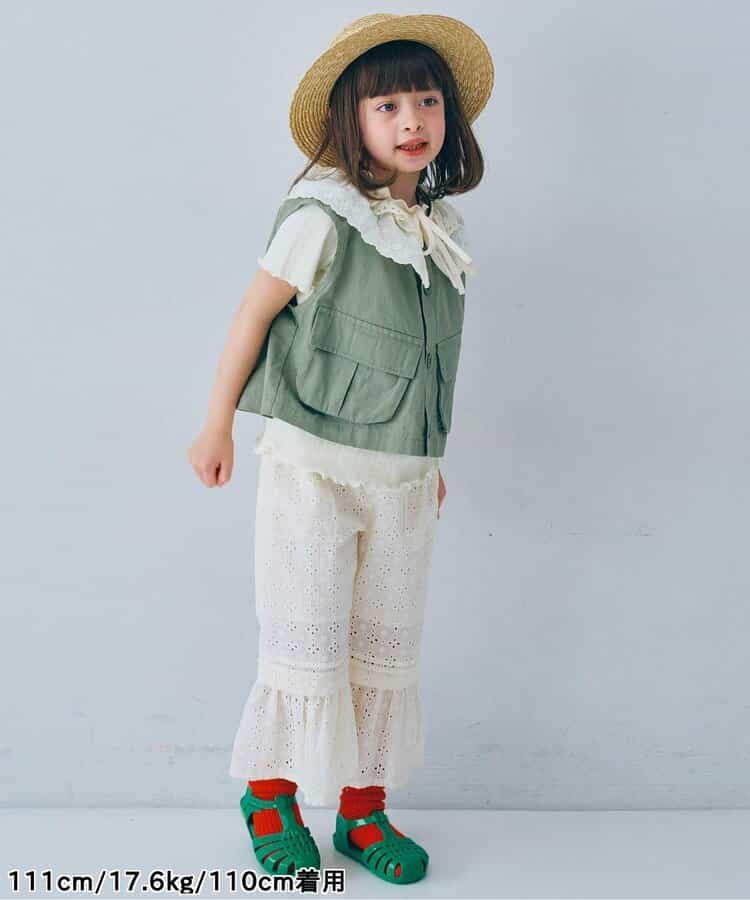 日本童裝 p.premier 鏤空蕾絲荷葉邊長褲 80-140cm 女童款 夏季 PANTS