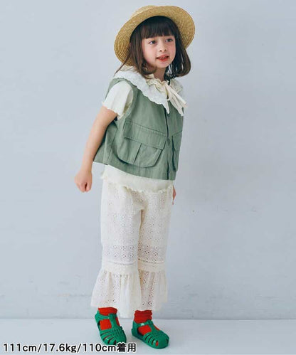 日本童裝 p.premier 鏤空蕾絲荷葉邊長褲 80-140cm 女童款 夏季 PANTS