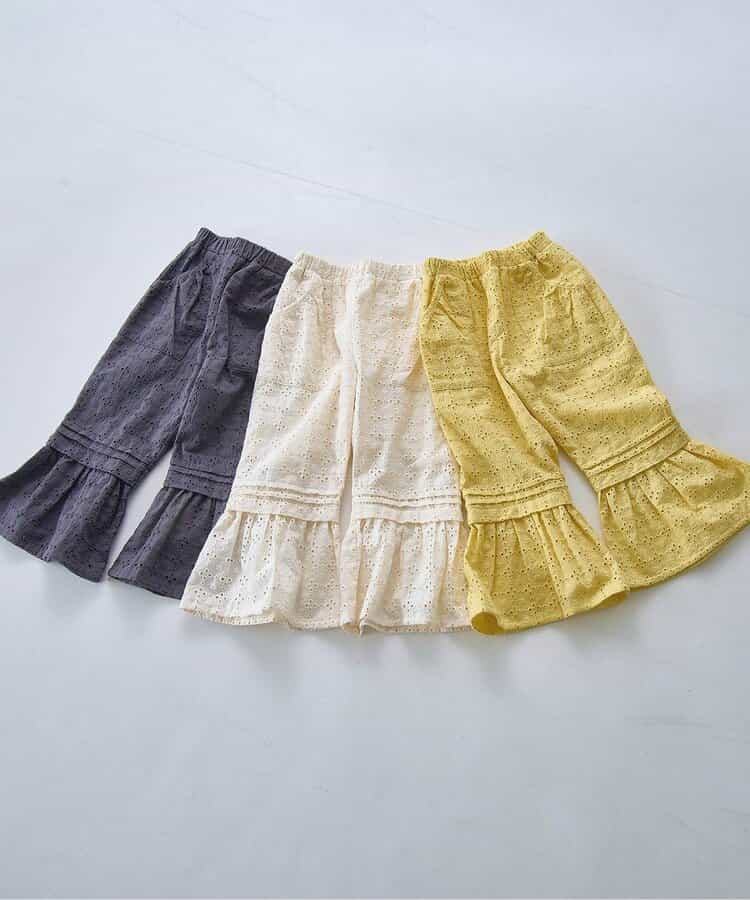日本童裝 p.premier 鏤空蕾絲荷葉邊長褲 80-140cm 女童款 夏季 PANTS