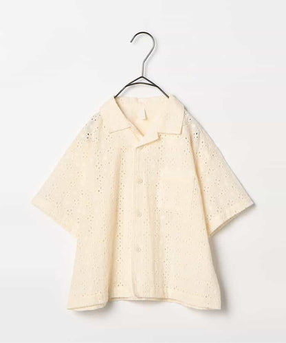 日本童裝 p.premier 鏤空蕾絲短袖襯衫 80-140cm 男童款/女童款 夏季 TOPS