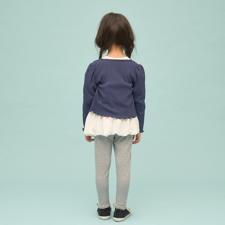 日本童裝 Ly# mine 蕾絲荷葉邊九分長打底褲 90-150cm 女童款 夏季 PANTS
