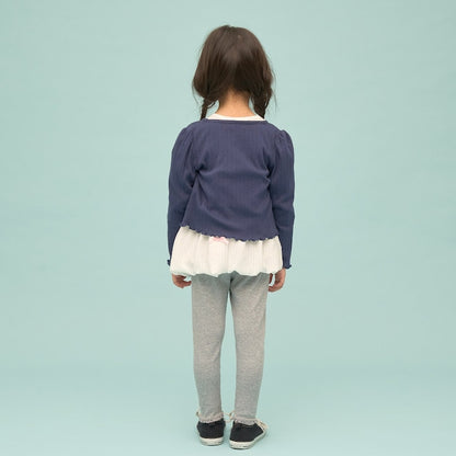 日本童裝 Ly# mine 蕾絲荷葉邊九分長打底褲 90-150cm 女童款 夏季 PANTS