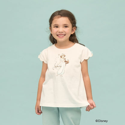 日本童裝 Ly# mine x Disney 防UV 吸水速乾 【棉100％不易變形】扇形袖印花上衣 90-140cm 女童款 夏季 TOPS