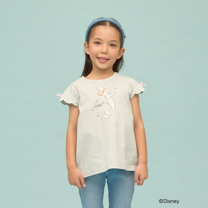 日本童裝 Ly# mine x Disney 防UV 吸水速乾 【棉100％不易變形】扇形袖印花上衣 90-140cm 女童款 夏季 TOPS