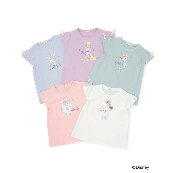 日本童裝 Ly# mine x Disney 防UV 吸水速乾 【棉100％不易變形】扇形袖印花上衣 90-140cm 女童款 夏季 TOPS