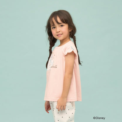 日本童裝 Ly# mine x Disney 防UV 吸水速乾 【棉100％不易變形】扇形袖印花上衣 90-140cm 女童款 夏季 TOPS