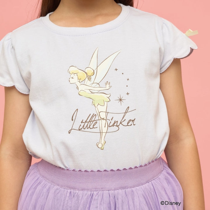 日本童裝 Ly# mine x Disney 防UV 吸水速乾 【棉100％不易變形】扇形袖印花上衣 90-140cm 女童款 夏季 TOPS