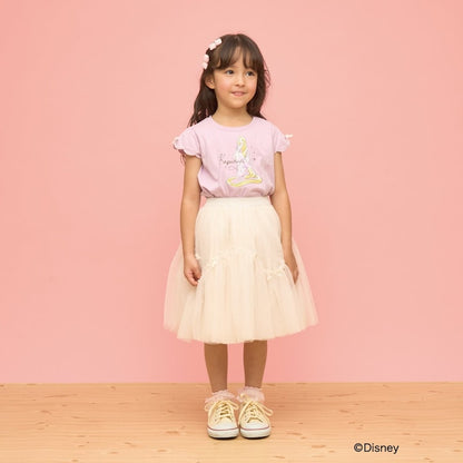 日本童裝 Ly# mine x Disney 防UV 吸水速乾 【棉100％不易變形】扇形袖印花上衣 90-140cm 女童款 夏季 TOPS