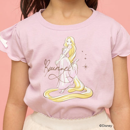日本童裝 Ly# mine x Disney 防UV 吸水速乾 【棉100％不易變形】扇形袖印花上衣 90-140cm 女童款 夏季 TOPS