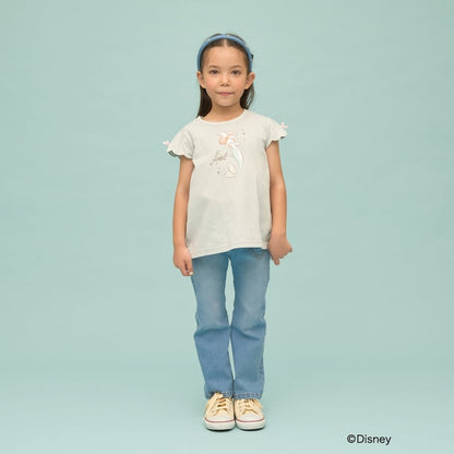 日本童裝 Ly# mine x Disney 防UV 吸水速乾 【棉100％不易變形】扇形袖印花上衣 90-140cm 女童款 夏季 TOPS