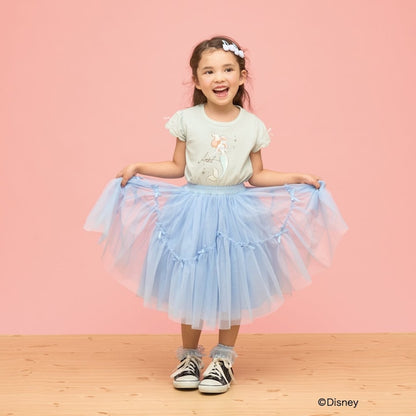 日本童裝 Ly# mine x Disney 防UV 吸水速乾 【棉100％不易變形】扇形袖印花上衣 90-140cm 女童款 夏季 TOPS