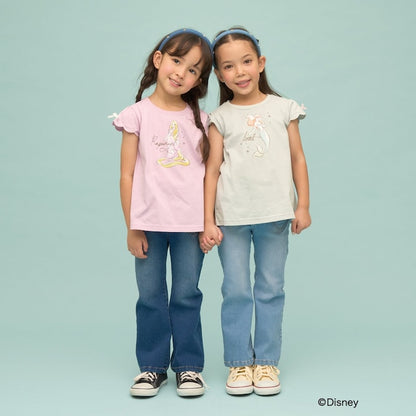 日本童裝 Ly# mine x Disney 防UV 吸水速乾 【棉100％不易變形】扇形袖印花上衣 90-140cm 女童款 夏季 TOPS