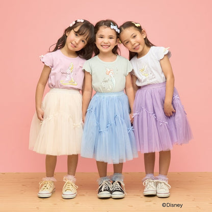 日本童裝 Ly# mine x Disney 防UV 吸水速乾 【棉100％不易變形】扇形袖印花上衣 90-140cm 女童款 夏季 TOPS