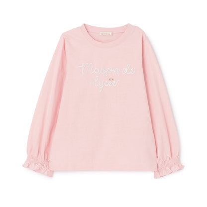 日本童裝 Ly# mine 防UV 吸水速乾 【棉100％不易變形】刺繡皺褶袖上衣 100-150cm 女童款 夏季 TOPS