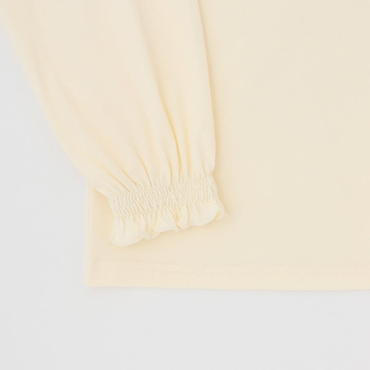 日本童裝 Ly# mine 防UV 吸水速乾 【棉100％不易變形】刺繡皺褶袖上衣 100-150cm 女童款 夏季 TOPS