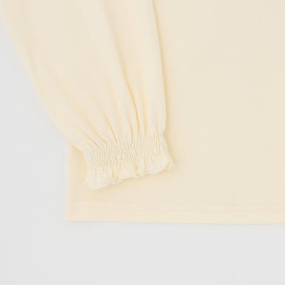 日本童裝 Ly# mine 防UV 吸水速乾 【棉100％不易變形】刺繡皺褶袖上衣 100-150cm 女童款 夏季 TOPS