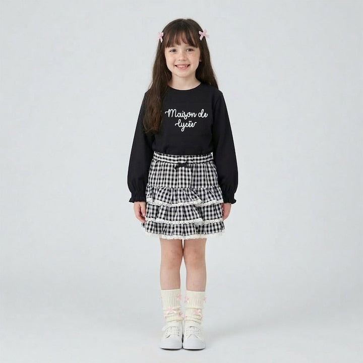 日本童裝 Ly# mine 防UV 吸水速乾 【棉100％不易變形】刺繡皺褶袖上衣 100-150cm 女童款 夏季 TOPS